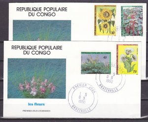 Congo Rep., Scott cat. 856-859. Flowers issue on 2 First Day Covers. ^