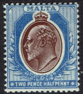 MALTA 1904 KEVII 21/2D WMK MULTI CROWN CA