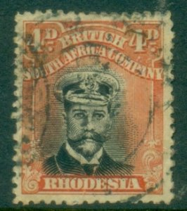 Southern Rhodesia 1924-30 KGV Portrait 4d orange red & black FU