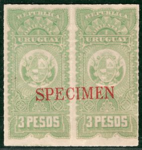 URUGUAY Revenue Stamps 3p High Value *SPECIMEN* PAIR Mint MNH UMM GR2WHITE32