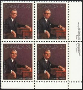 HISTORY * JULES LEGER (1913-1980) * Canada 1982 #914 MNH LR BLOCK of 4