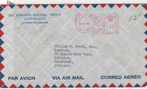 canada toronto 1956 toronto general trusts corp air mail stamps cover ref 21450