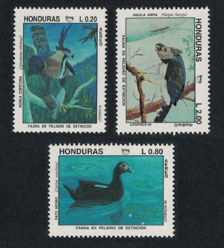 Honduras Duck Hairy Eagle Birds 3v 1993 MNH SG#1266-1268 MI#1217-1219