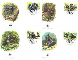 Rwanda Mi.1292-95 FDC WWF/Monkies