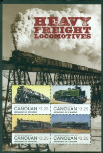 St Vincent Canouan 2014 Heavy Freight Trains Locomotives MS MUH