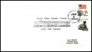 US Santa Clara County Transit Light Rail System,San Jose,CA 1988 Cancel Cover