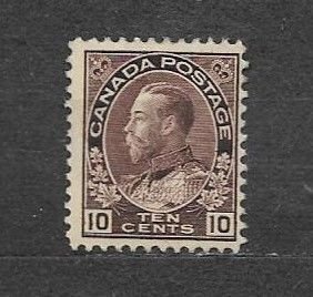 CANADA-1912,Sc#116, MLH, VF+. PLUM-KING GEORGE V-ADMIRAL ISSUE. VAL:$260.00CAN.