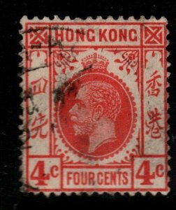 HONG KONG SG93 1907 4c CARMINE-RED USED