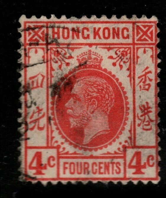 HONG KONG SG93 1907 4c CARMINE-RED USED