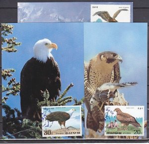 N. Korea, Scott cat. 3057, 3058 & 3060 ONLY. Birds of Prey, 3 Max. Cards  #1.