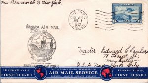 Canada 1939 FFC - Airmail - Shediac To New York - F72082