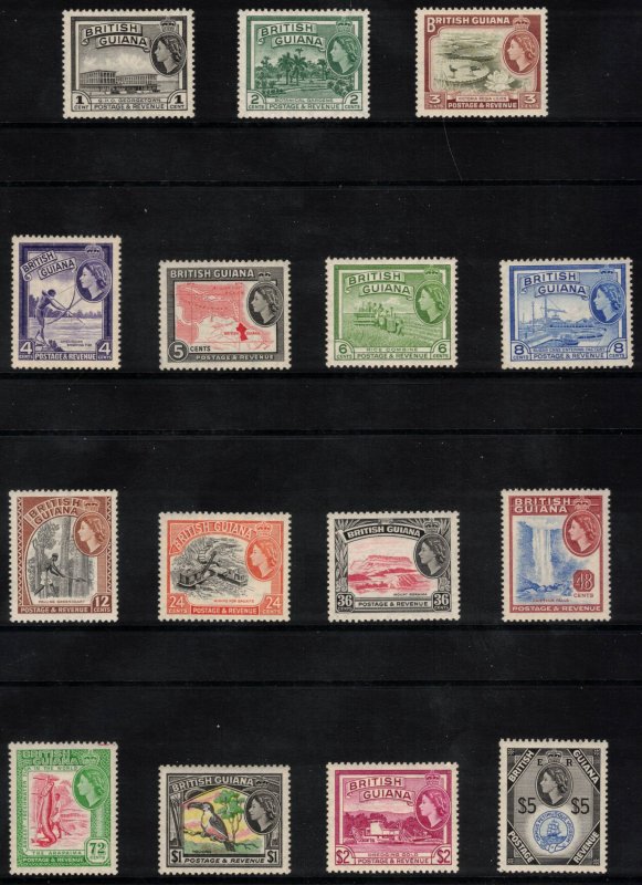 BRITISH GUIANA 1954 Elizabeth II; Scott 253-67, SG 331-45; MNH