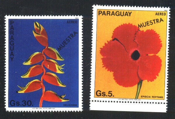 PARAGUAY 1983 FLORA,FLOWERS SPECIMEN MUESTRA VARIETY Mi 3664,6 YV 936-8 MNH