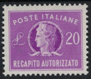 ITALY 1952 Authorized Delivery L.20 wheel wmk well centered MNH / B13841