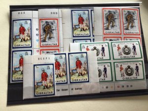 Gibraltar Uniforms mint never hinged  margin blocks stamps  A13252