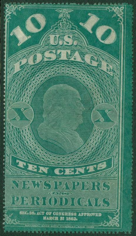 USA : 1865. Scott #PR3b Pelure paper. A Fresh & Sound stamp. Mint NGAI. Cat $450 