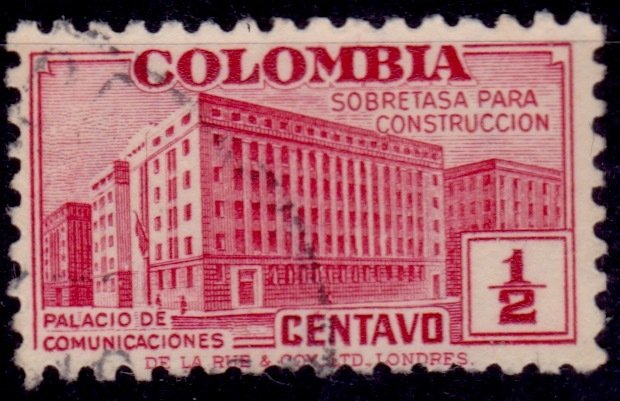 Colombia 1946, Postal Tax for Communications Building, 1/2c, used