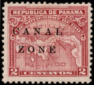 ✔️ CANAL ZONE 1904/1906 - PANAMA OVERPRINT - SC. 10 MH [105]