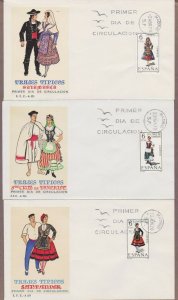 Spain # 1428 - # 1439 , 1970 Regional Costumes on 12 FDCs - I Combine S/H