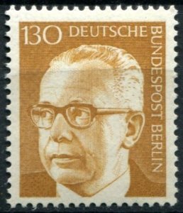 Berlin Sc#9N298 MNH, 130p yel brn, Federal President Dr. Gustav Heinemann (1972)