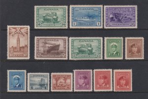 Sc#  249 / 262 Canada 1942 - 43 KGV complete set to dollar MLM- MNH CV $150.00