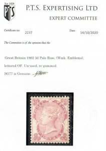Great Britain #37 (SG #77) Extra Fine Mint Regummed To Look Never Hinged *Cert.*