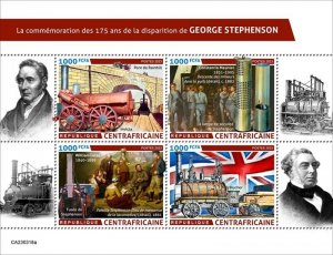 Central Africa - 2023 George Stephenson Anniversary - 4 Stamp Sheet - CA230318a