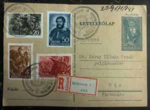 1944 Debrecen Hungary Postcard Cover To Vac Kossuth Lajos Stamp Issue