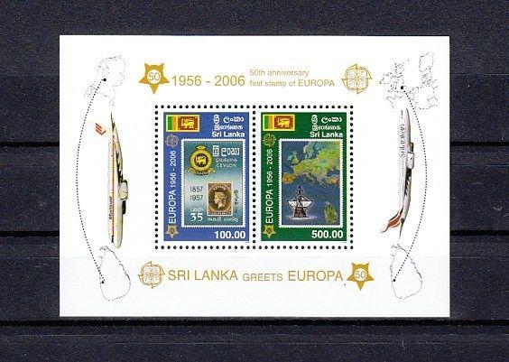 Sri Lanka, Scott cat. 1540a. Europa Stamps, 50th Anniversary s/sheet.