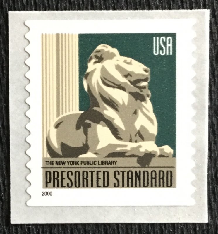 US #3447 MNH Coil Single NYPL Lion SCV $.25 L7