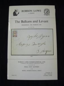 ROBSON LOWE AUCTION CATALOGUE 1981 BALKANS AND LEVANT