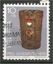 SWITZERLAND, 1975, used 10c+5c Mail Bucket Scott B434