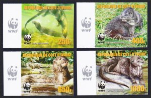 Ivory Coast WWF Speckle-throated Otter 4v Imperf Reprint Logo 2005 MNH