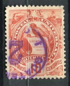 GUATEMALA; 1886 classic Quetzal Coat of Arms issue fine used 10c. value