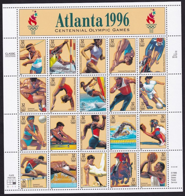 Scott #3068 32¢ Olympic Games (Atlanta) Sheet of 20 Stamps - MNH