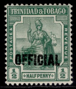 TRINIDAD & TOBAGO GV SG O15, ½d green, LH MINT.