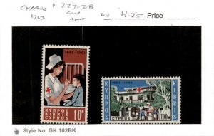 Cyprus, Postage Stamp, #227-228 Mint LH, 1963 Red Cross (AB)