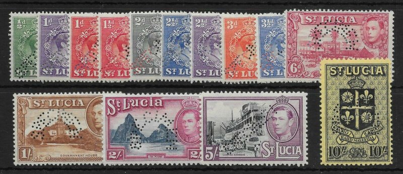 ST.LUCIA SG128s/38s 1938-47 SPECIMEN SET OF 14 (NO 1946 VALS) MTD MINT