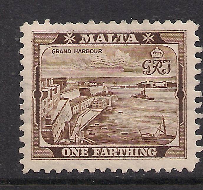 MALTA 1938 - 43 KGV1 1/4 d BROWN MM STAMP SG 217.(D626 )