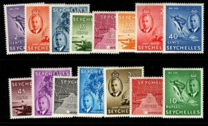 SEYCHELLES SG158/72 1952 DEFINITIVE SET MTD MINT