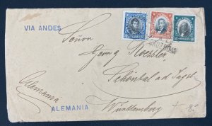 1927 Santiago Chile Cover To Wittenberg Germany Via Andes