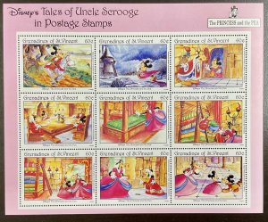 St Vincent Grenadines Disney Uncle Scrooge - Princess & the Pea Sheet of 9