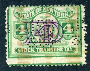 NY ST155 - $4 Stock Transfer - Misperf Error - perfin