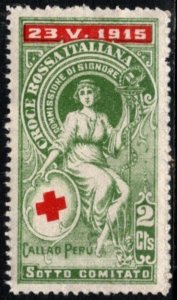 1915 Italy WW I Poster Stamp 2 Centesimo Italian Red Cross Charity MNH