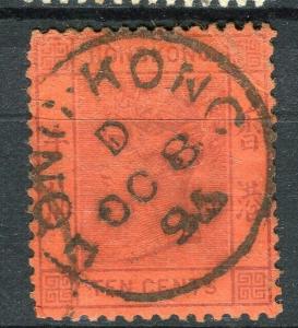 HONG KONG; 1882-96 early QV Crown CA issue fine used 10c. value