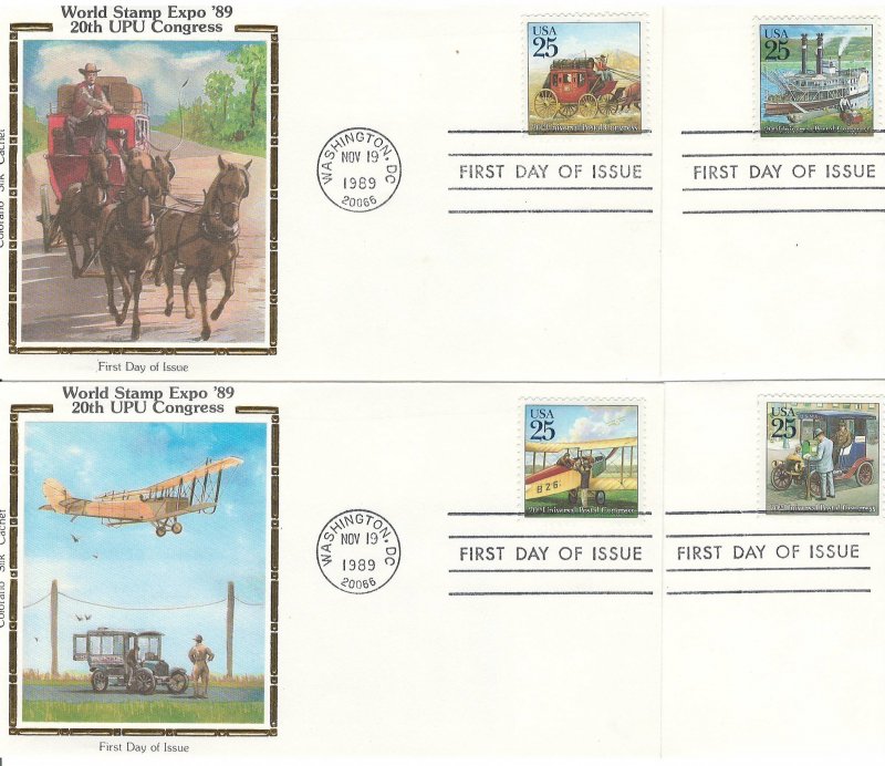 2434-2437: Set of Four - Classic Mail Transportation, Colorano Silk