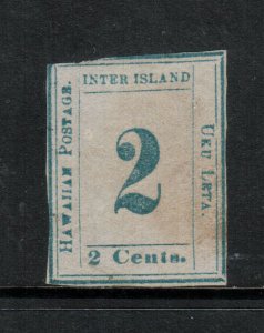 Hawaii #13 Used Fine Pen Cancel Removed To Appear Mint **With Certificate**