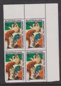 Australian Antarctic Territory 1966 5c Sc#L11 SG#11 Corner Block of 4