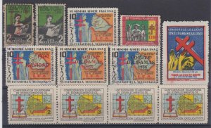 ECUADOR 1926-56 TBC NICE GROUP OF 12 STAMPS ON CARD