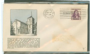 US 724 1932 3c William Penn Commemorative on an addressed (label removed) FDC with a Philadelphia, PA - Germantown cancel with a